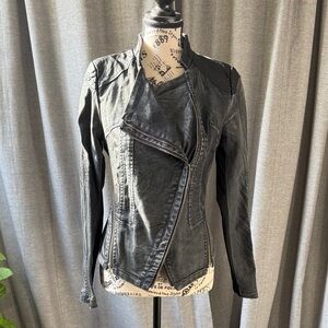 Edgy Women's Black Denim Moto Jacket